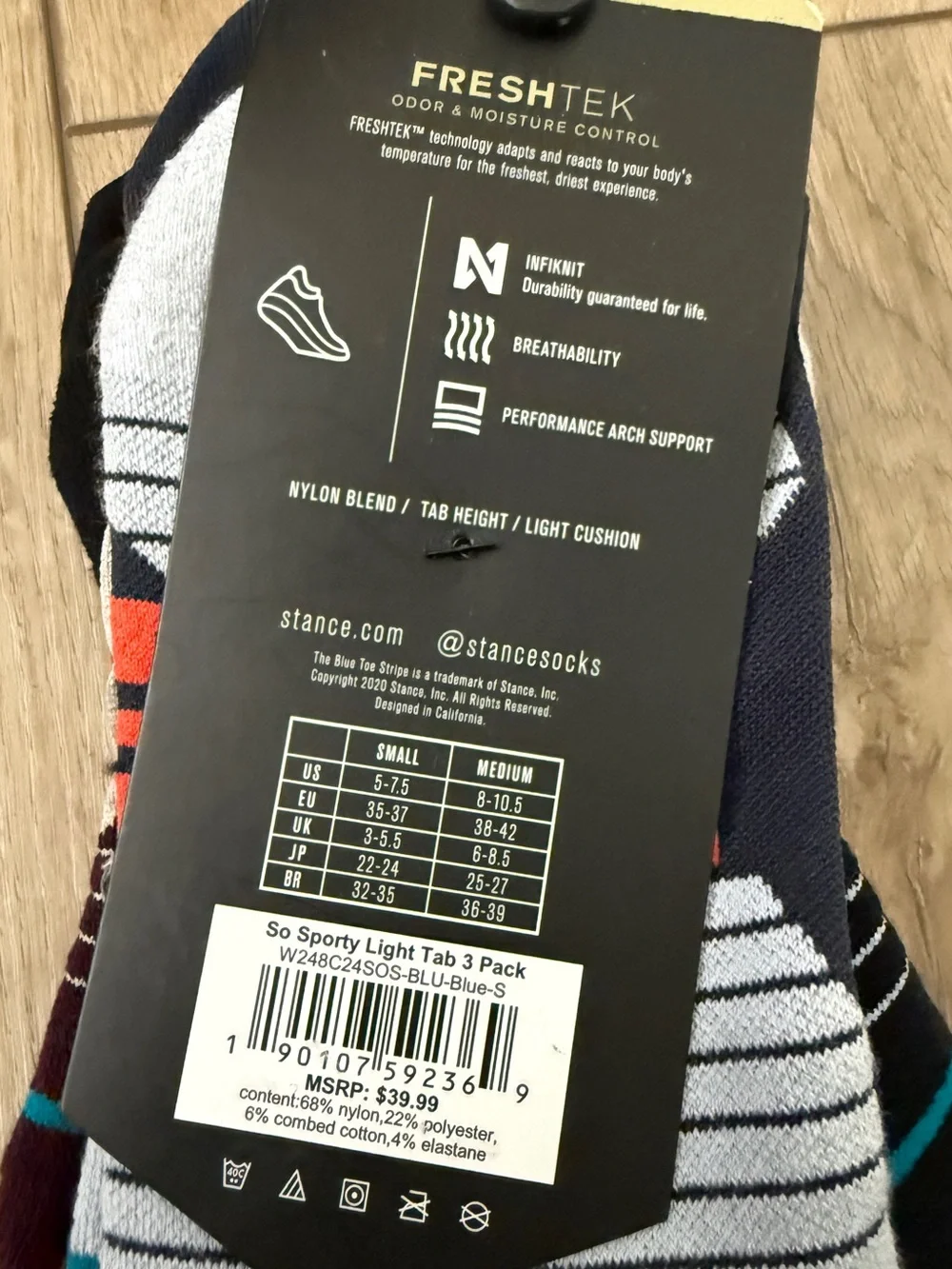 Stance Performance Socks Tab Height 3 Pair Pack Small